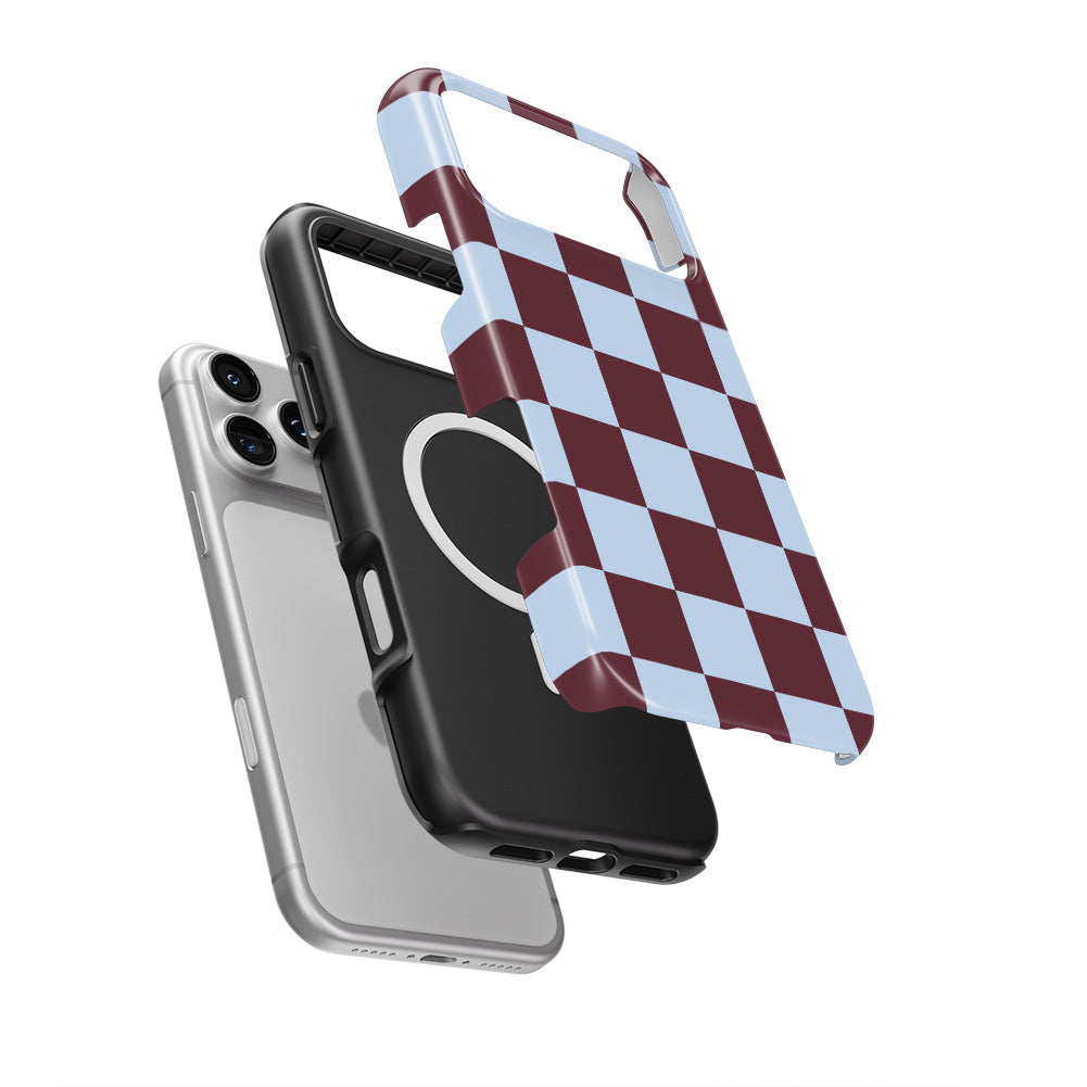 Burgundy and Sky Checkedboard MagSafe Tough Phone Case