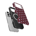 Blue Sky in Burgundy Polka Dots MagSafe Tough Phone Case