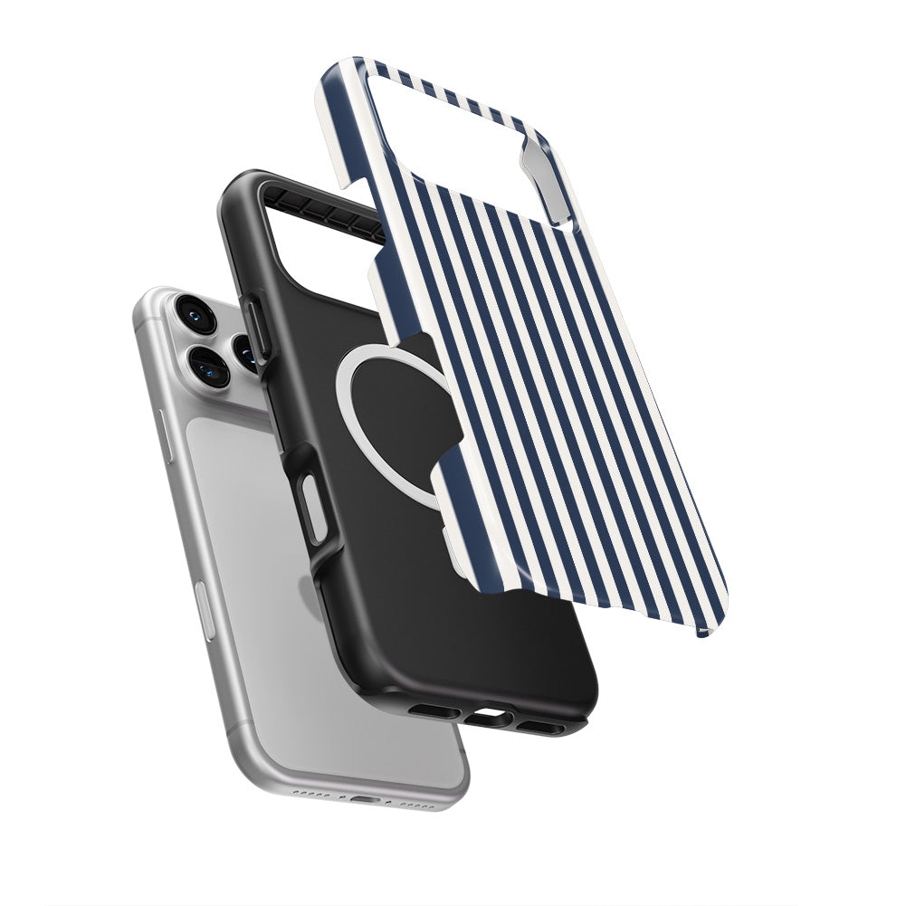 Navy Stripes (Breton) MagSafe Tough Phone Case