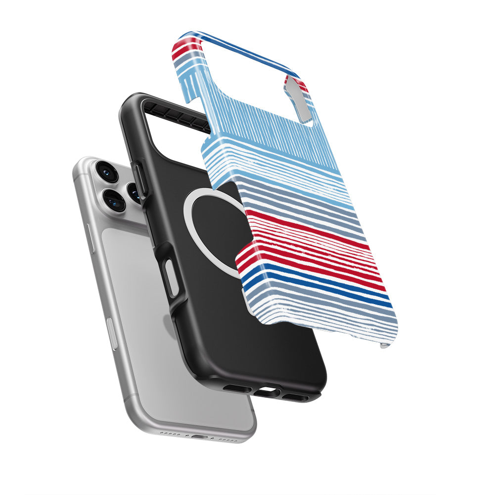 Textile Red Blue Stripes Tough Phone Case