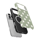 White in Sage Polka Dots MagSafe Tough Phone Case