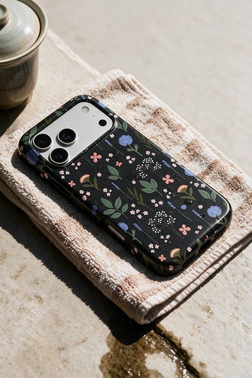 Charcoal Ditsy Floral Tough Phone Case