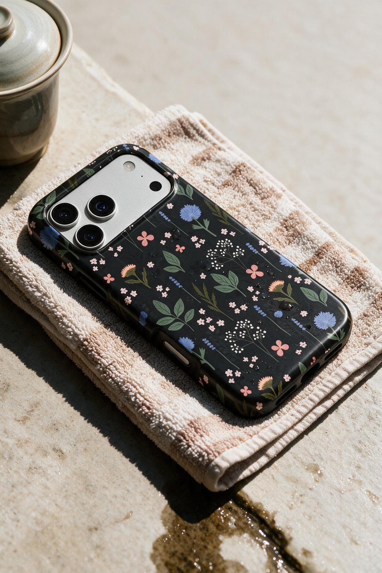 Charcoal Ditsy Floral Tough Phone Case