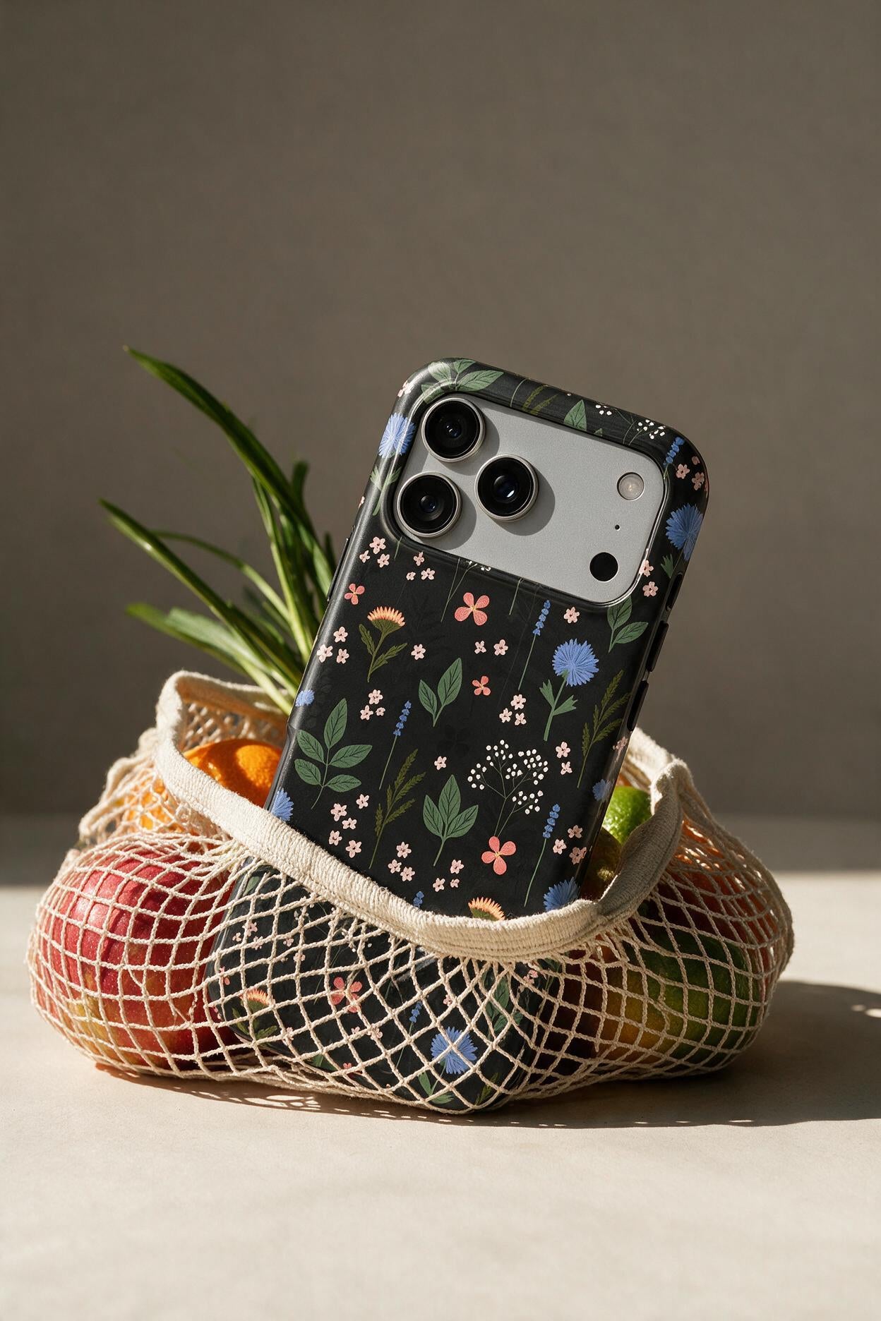 Charcoal Ditsy Floral Tough Phone Case