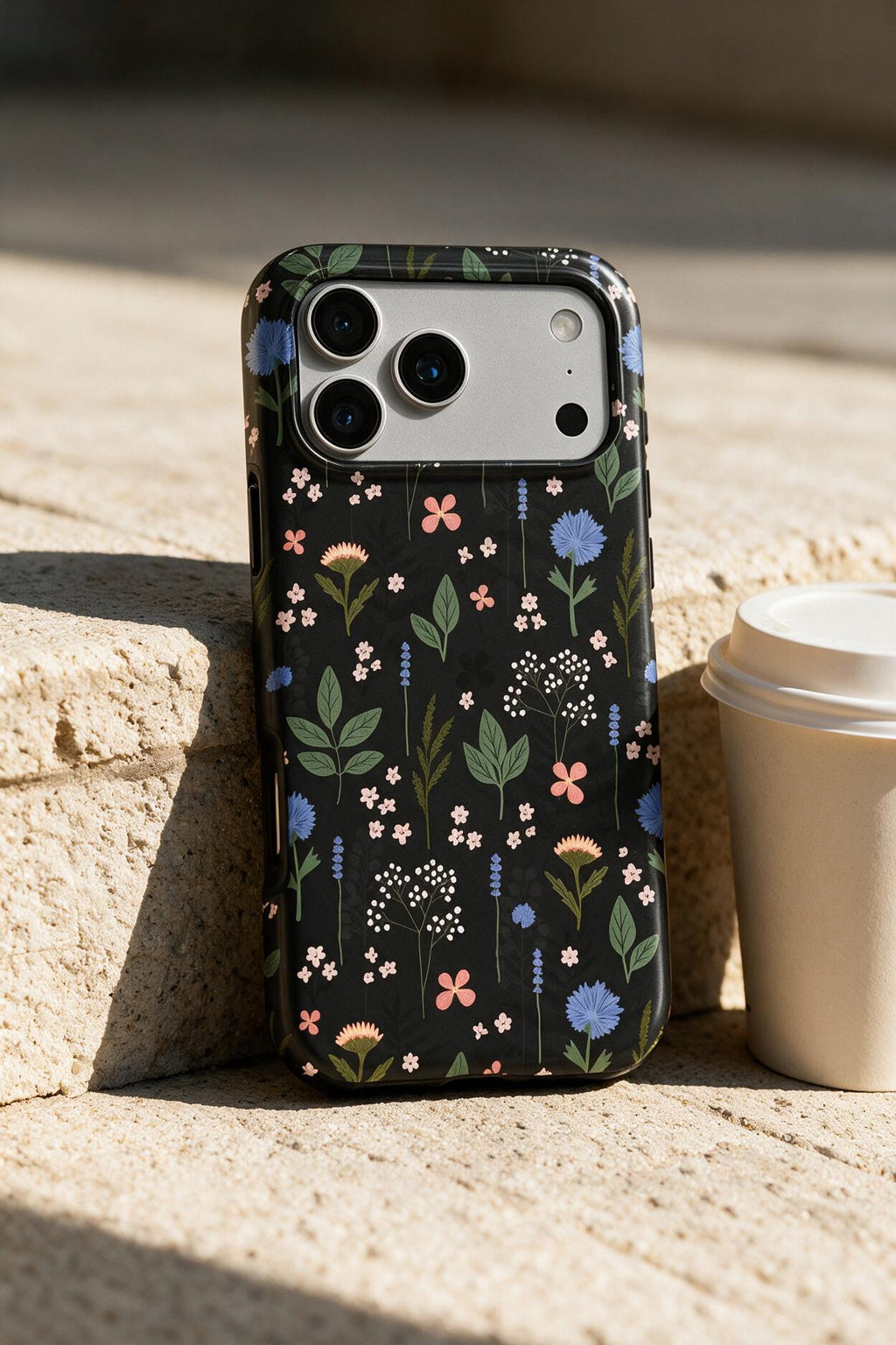 Charcoal Ditsy Floral Tough Phone Case