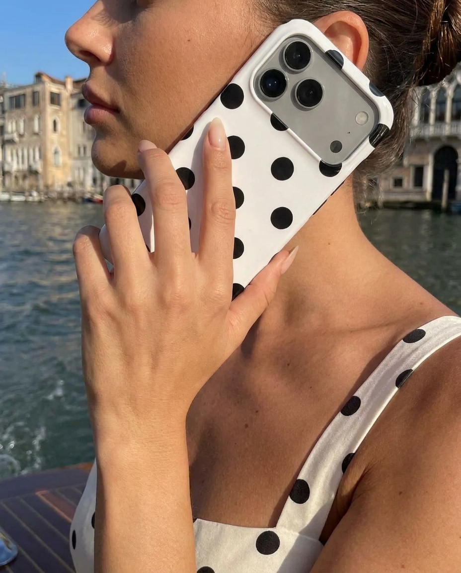 Black in White Polka Dots Tough Phone Case
