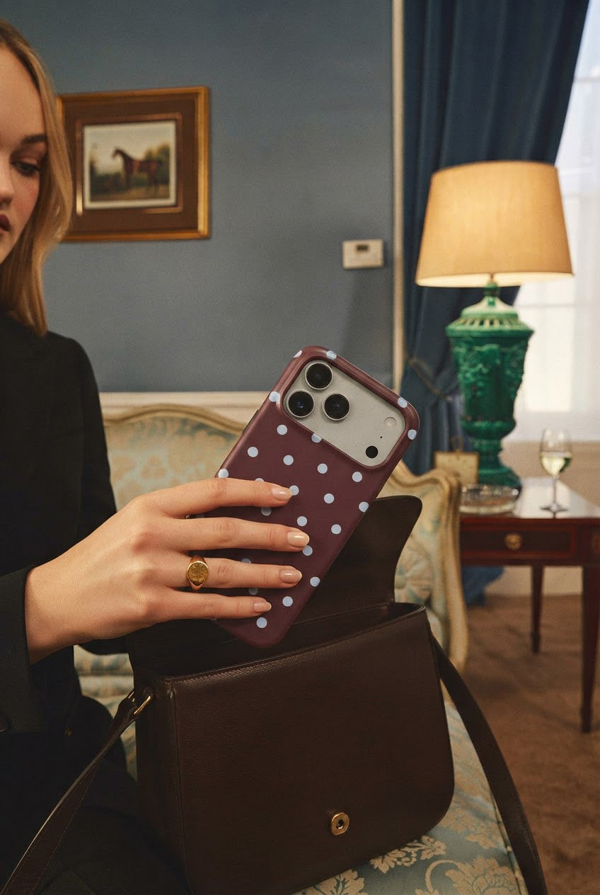 Blue Sky in Burgundy Polka Dots Tough Phone Case
