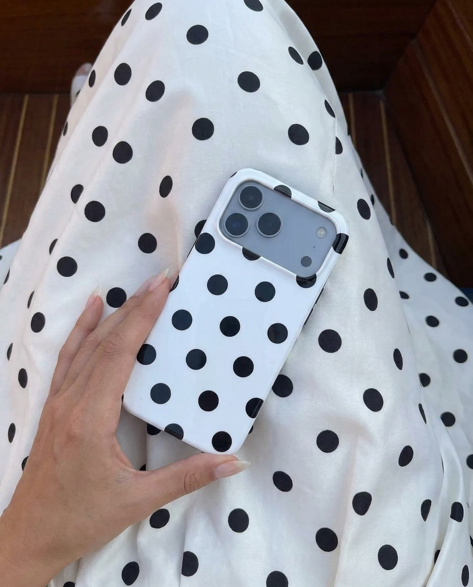 Black in White Polka Dots Tough Phone Case