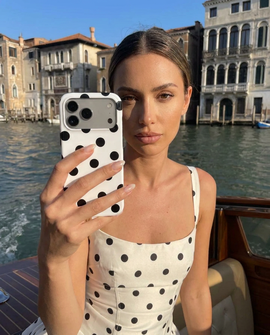 Black in White Polka Dots Tough Phone Case
