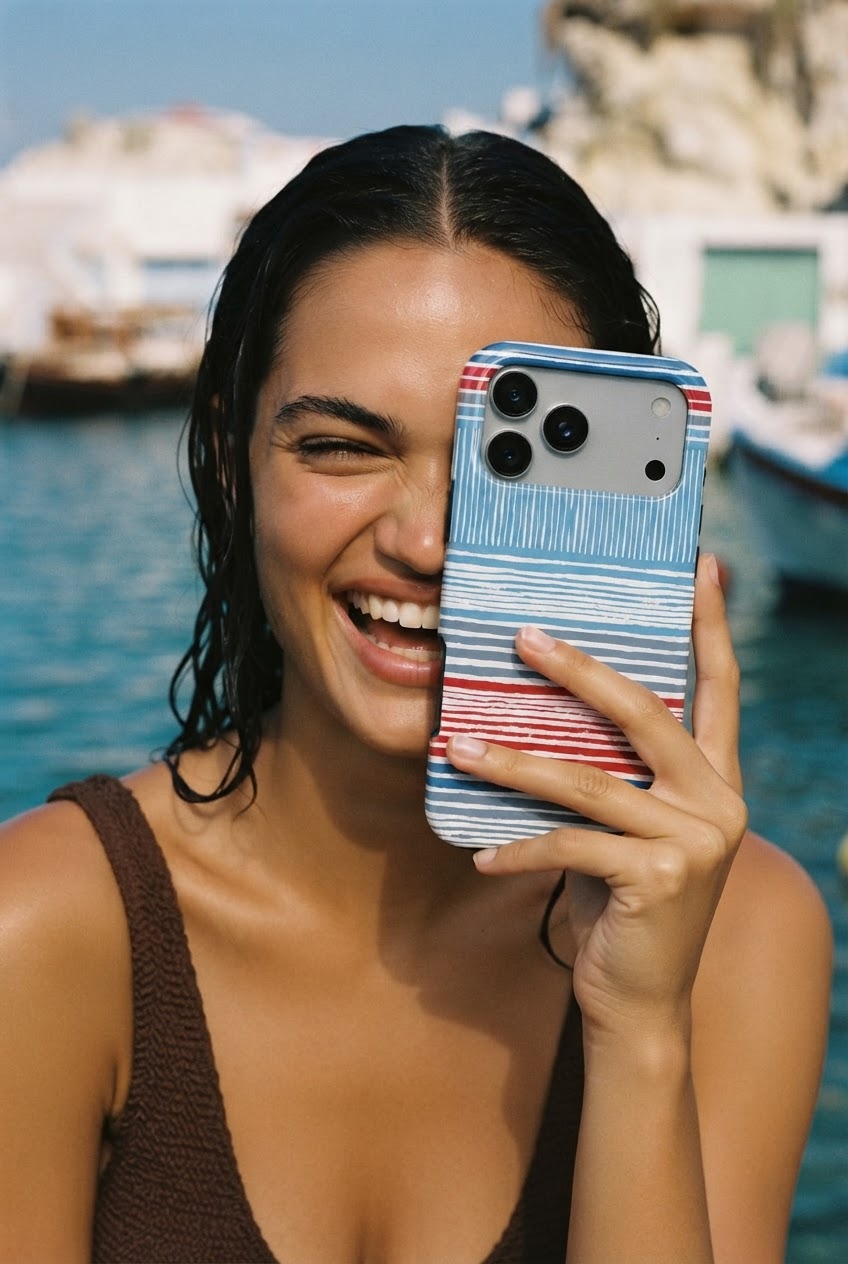 Textile Red Blue Stripes Tough Phone Case