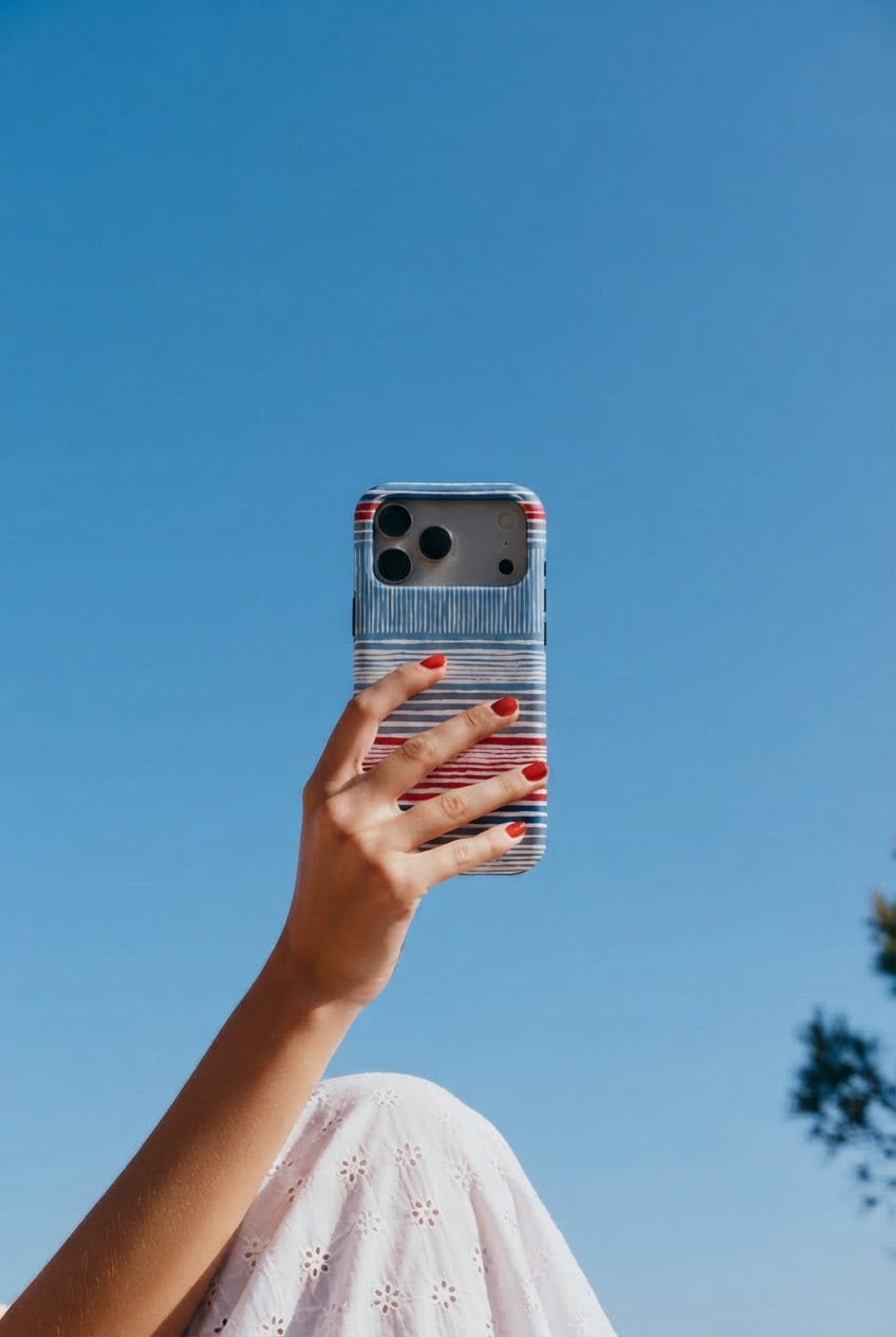 Textile Red Blue Stripes Tough Phone Case