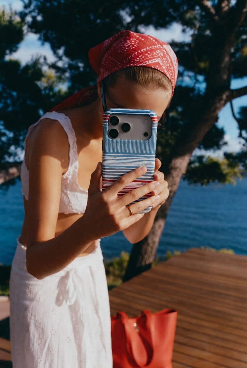 Textile Red Blue Stripes Tough Phone Case