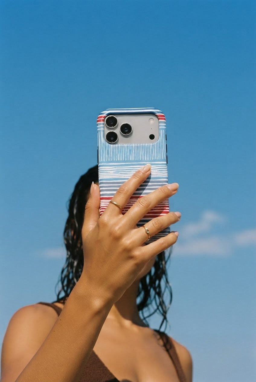 Textile Red Blue Stripes Tough Phone Case
