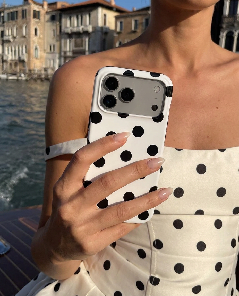 Black in White Polka Dots Tough Phone Case