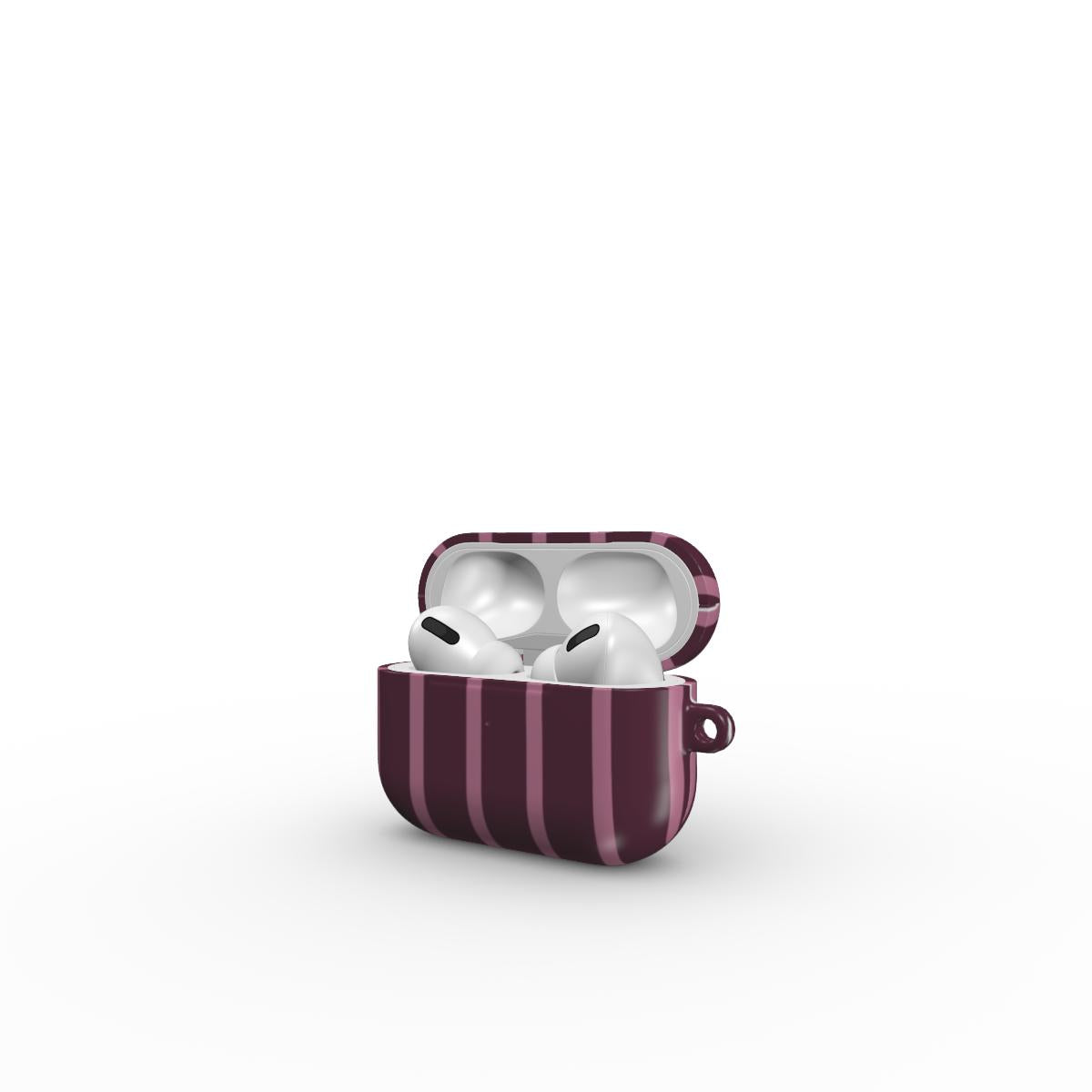 Mamtom Purple Stripes Apple AirPods Tough Case, 3D product render