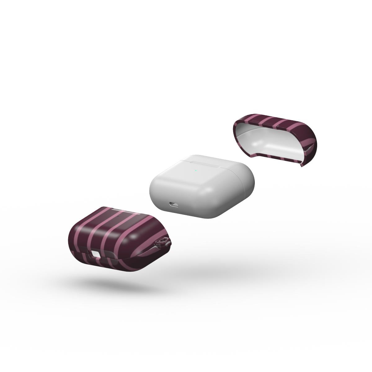 Mamtom Purple Stripes Apple AirPods Tough Case, 3D product render