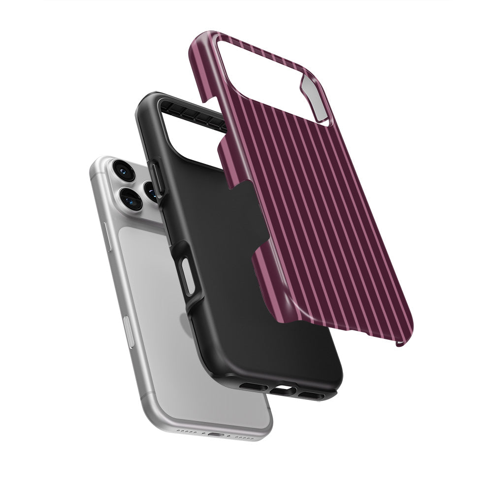 Mamtom Purple Stripes Tough Phone Case — hard outer shell and inner liner separated