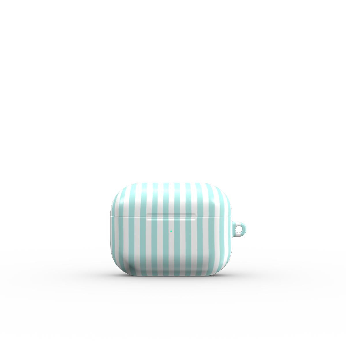 Mint Green Stripes Apple AirPods Tough Case, 3D product render