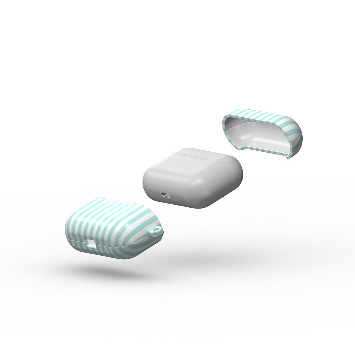 Mint Green Stripes Apple AirPods Tough Case, 3D product render