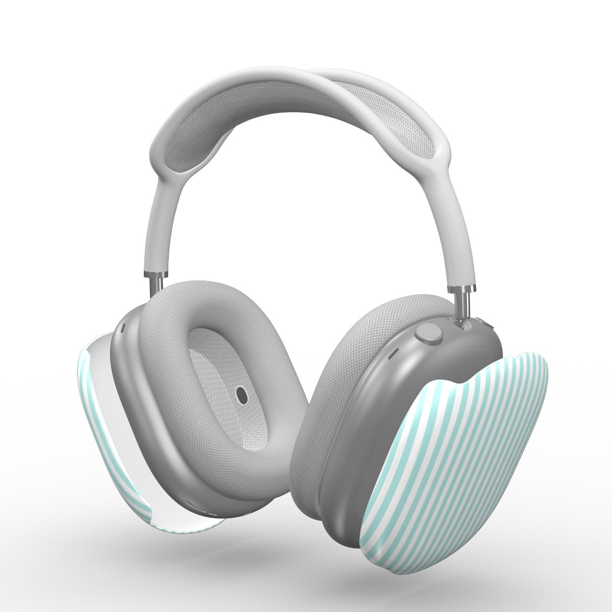 Mint Green Stripes Apple AirPods Max Tough Case, 3D product render