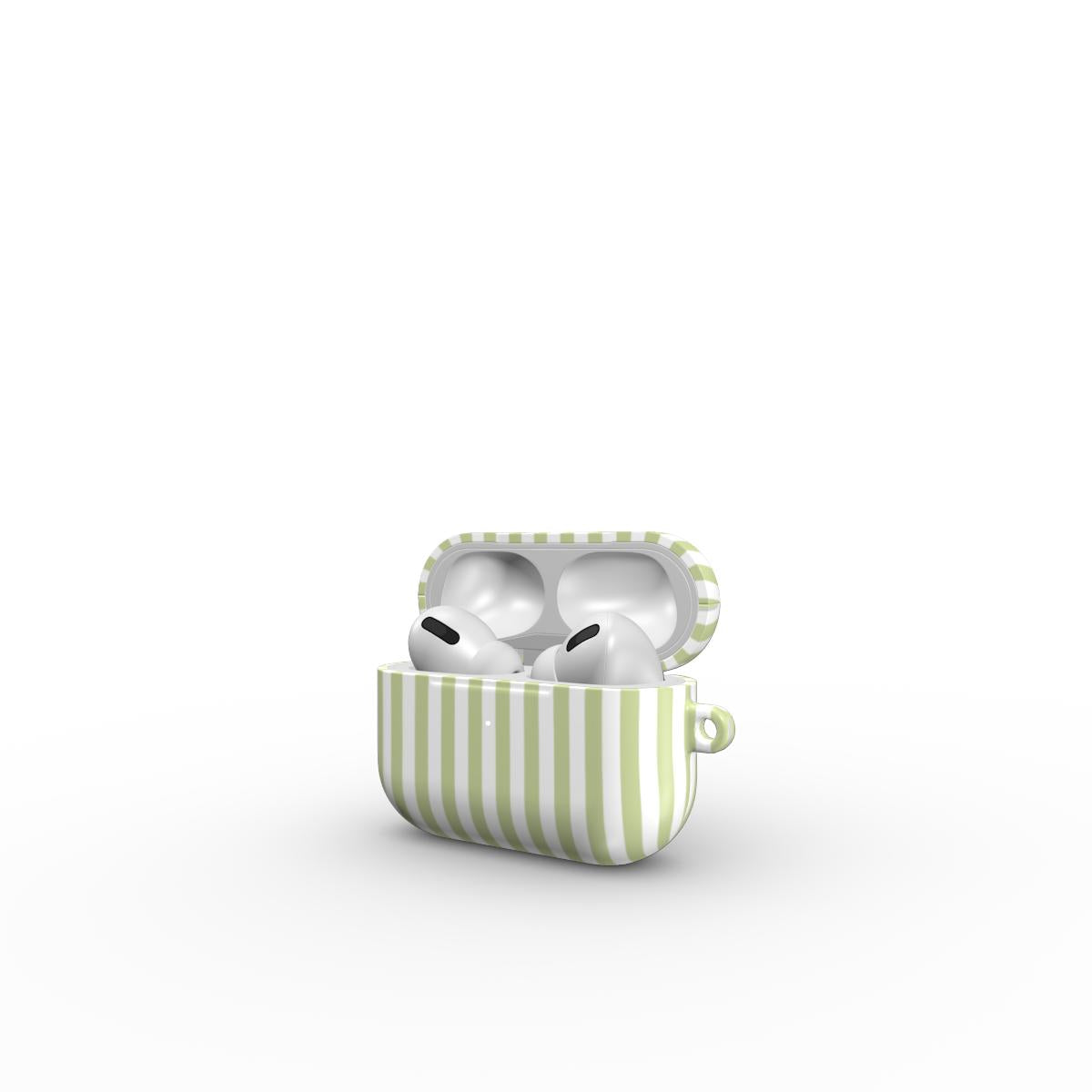 Pastel Lemon Stripes Apple AirPods Tough Case, 3D product render