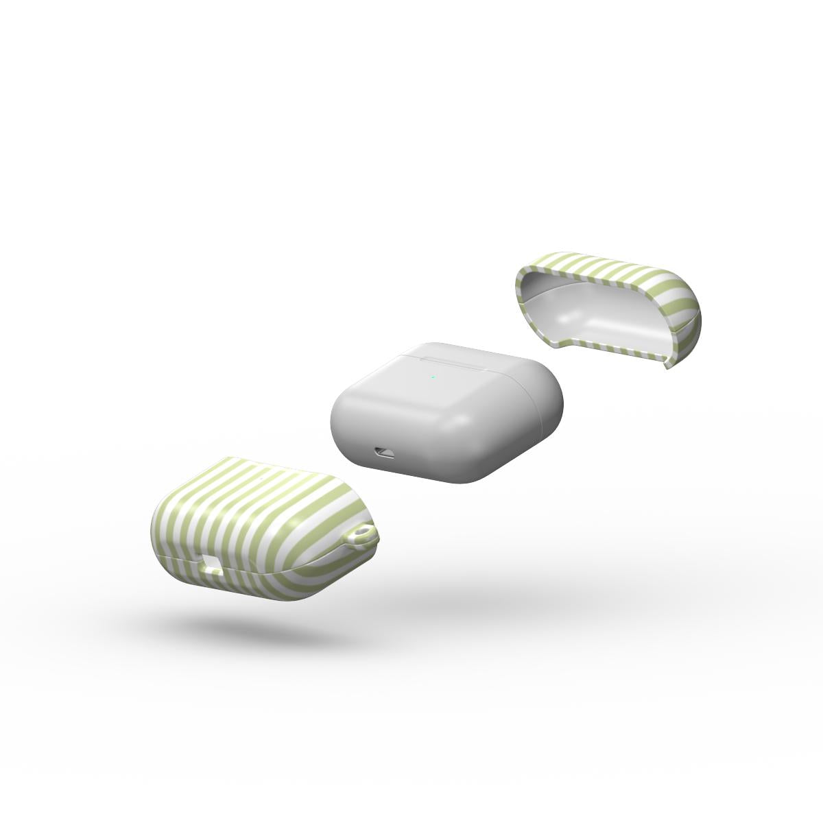 Pastel Lemon Stripes Apple AirPods Tough Case, 3D product render