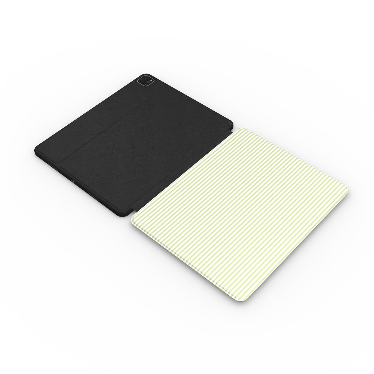 Pastel Lemon Stripes Apple iPad Case, 3D product render