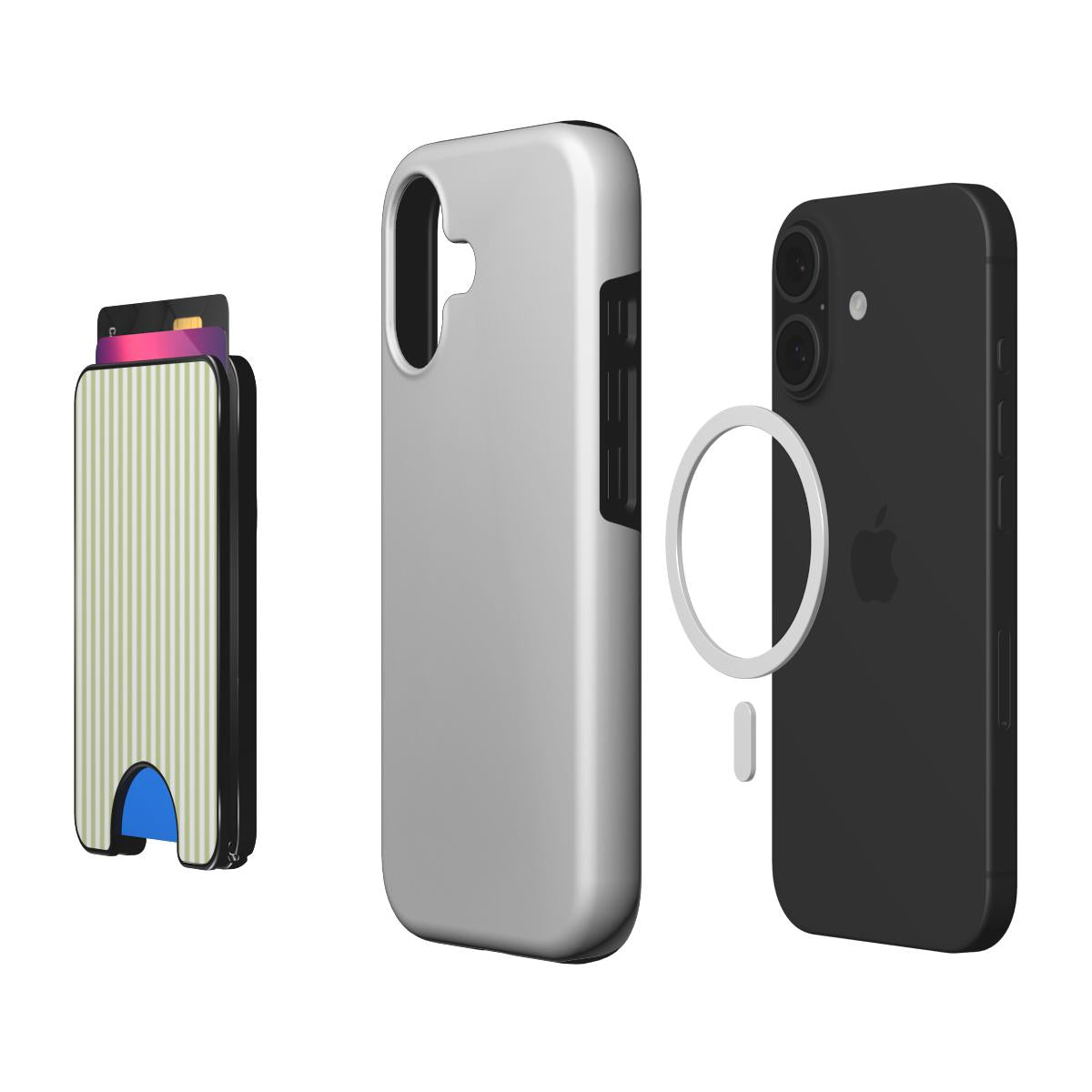 Pastel Lemon Stripes Magnetic Wallet, 3D product render