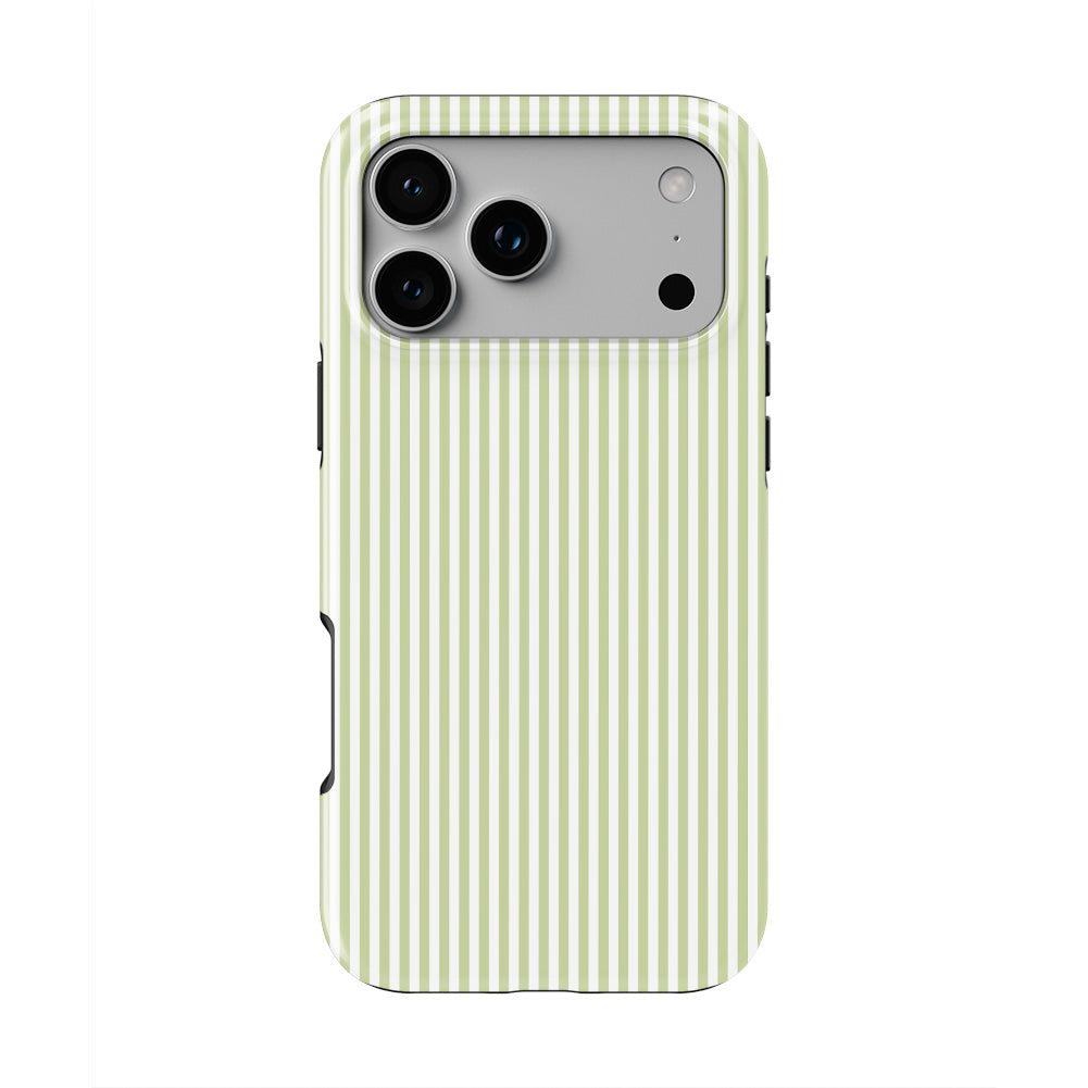 Pastel Lemon Stripes phone case — back view, full print