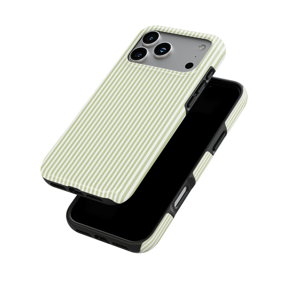 Pastel Lemon Stripes phone case — front and back