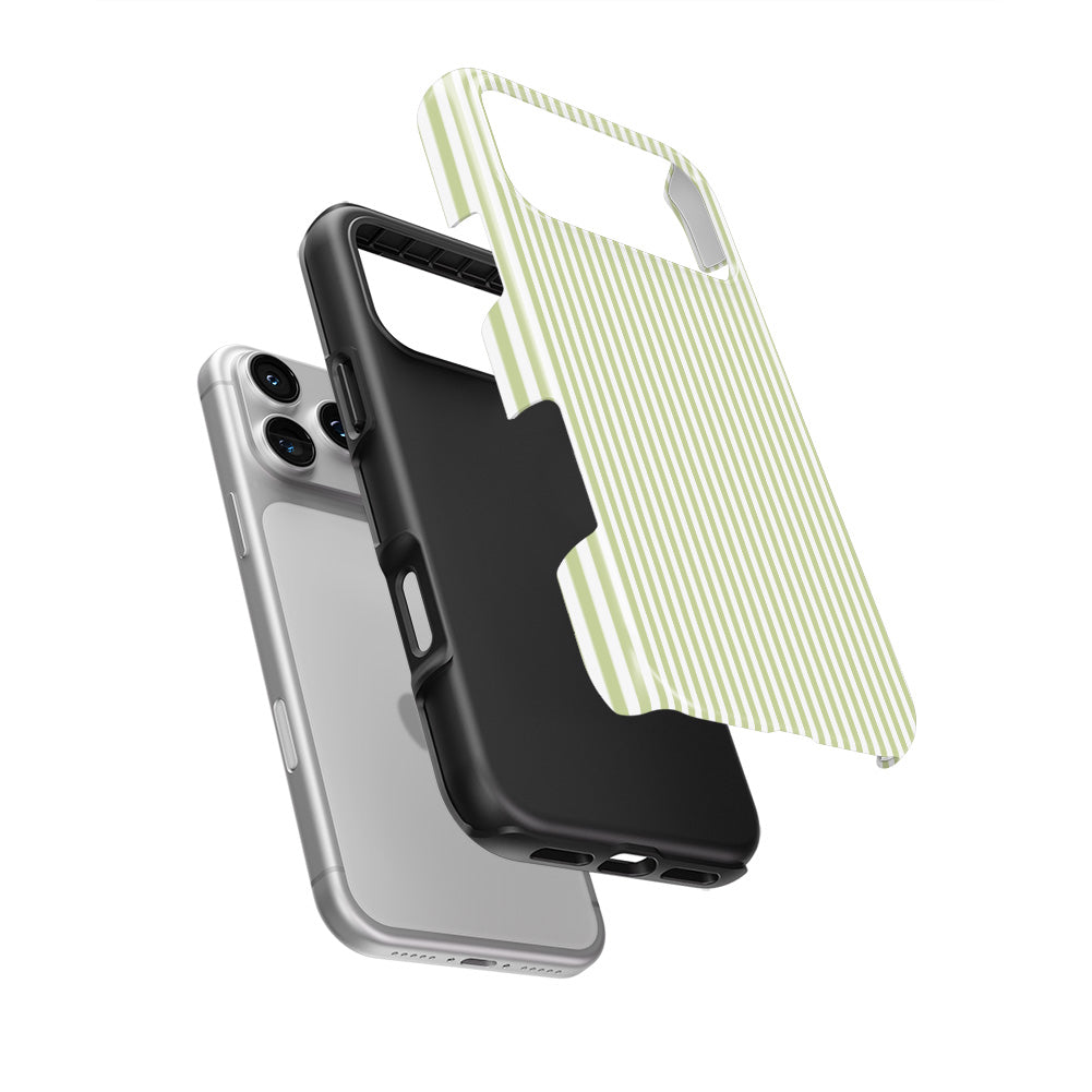 Pastel Lemon Stripes Tough Phone Case — hard outer shell and inner liner separated