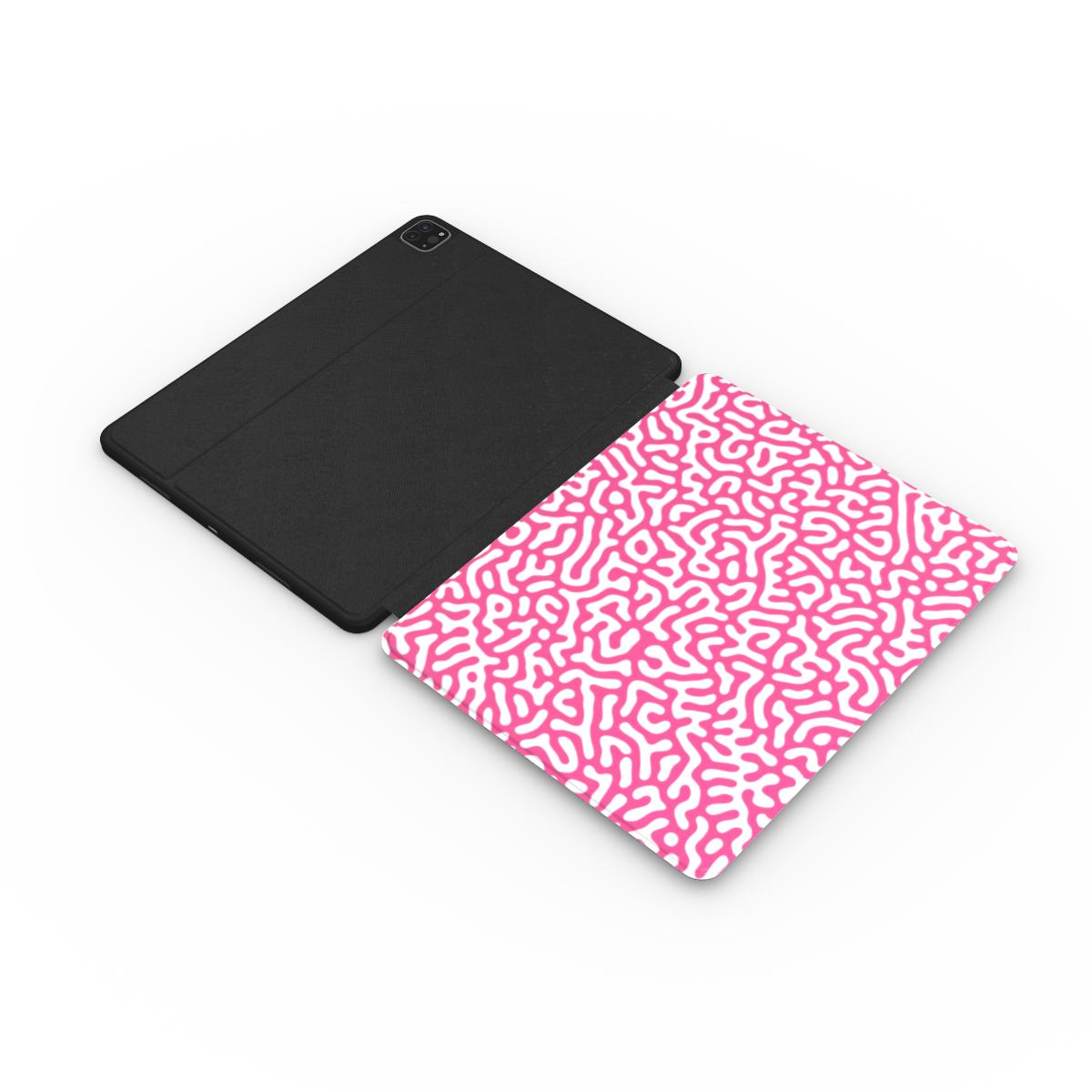 Pink Abstract Doodle Apple iPad Case, 3D product render
