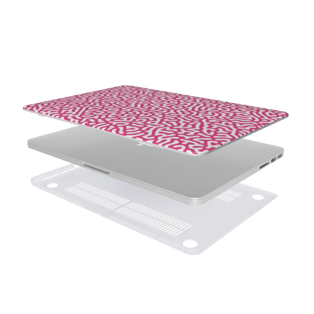 Pink Abstract Doodle MacBook Case, 3D product render