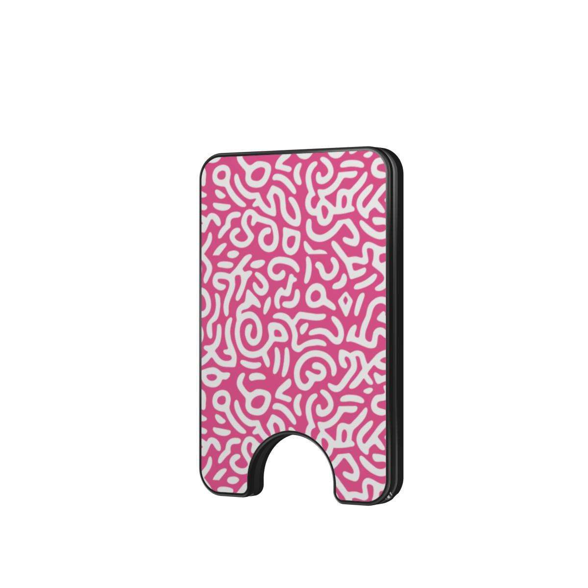Pink Abstract Doodle Magnetic Wallet, 3D product render