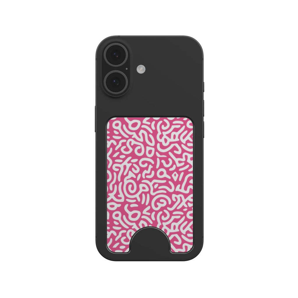 Pink Abstract Doodle Magnetic Wallet, 3D product render