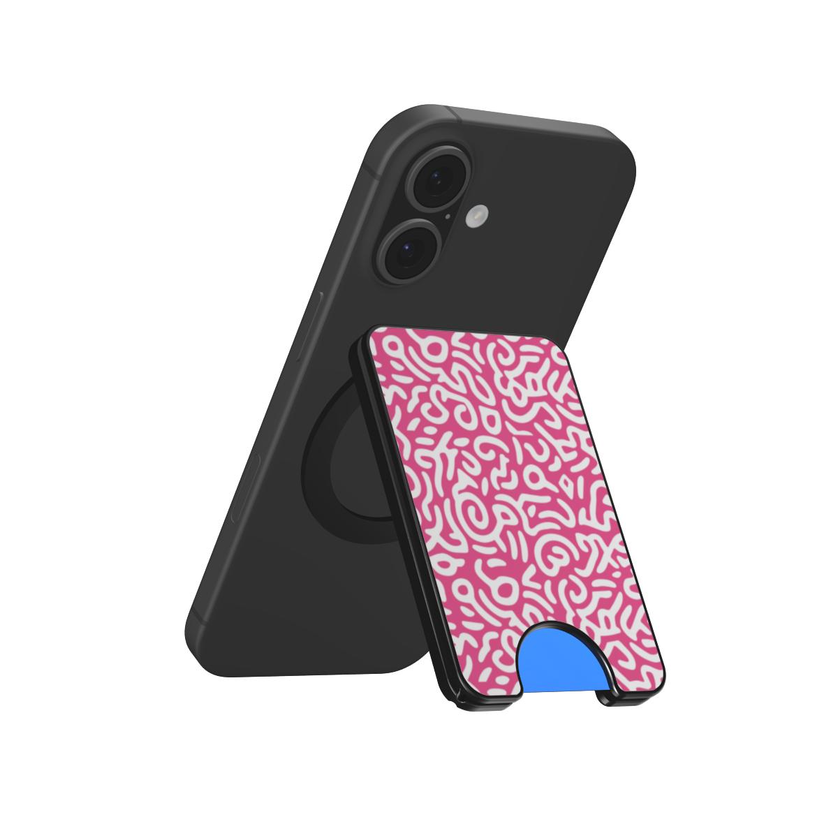 Pink Abstract Doodle Magnetic Wallet, 3D product render
