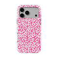 Pink Abstract Doodle phone case — back view, full print