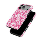 Pink Abstract Doodle phone case — front and back