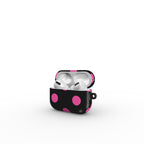 Pink in Black Polka Dots Apple AirPods Tough Case, 3D product render