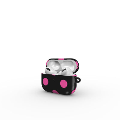 Pink in Black Polka Dots Apple AirPods Tough Case