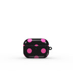 Pink in Black Polka Dots Apple AirPods Tough Case, 3D product render