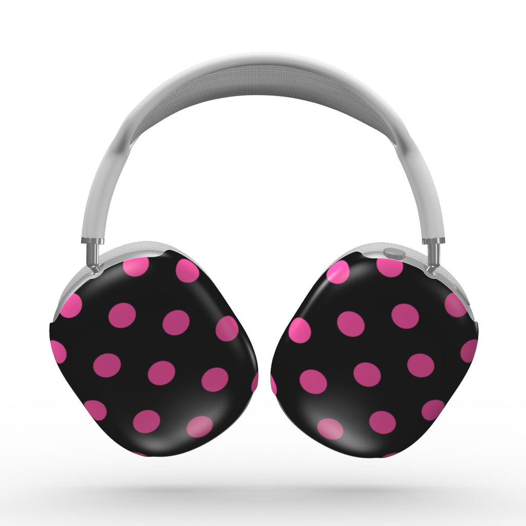 Pink in Black Polka Dots Apple AirPods Max Tough Case, 3D product render