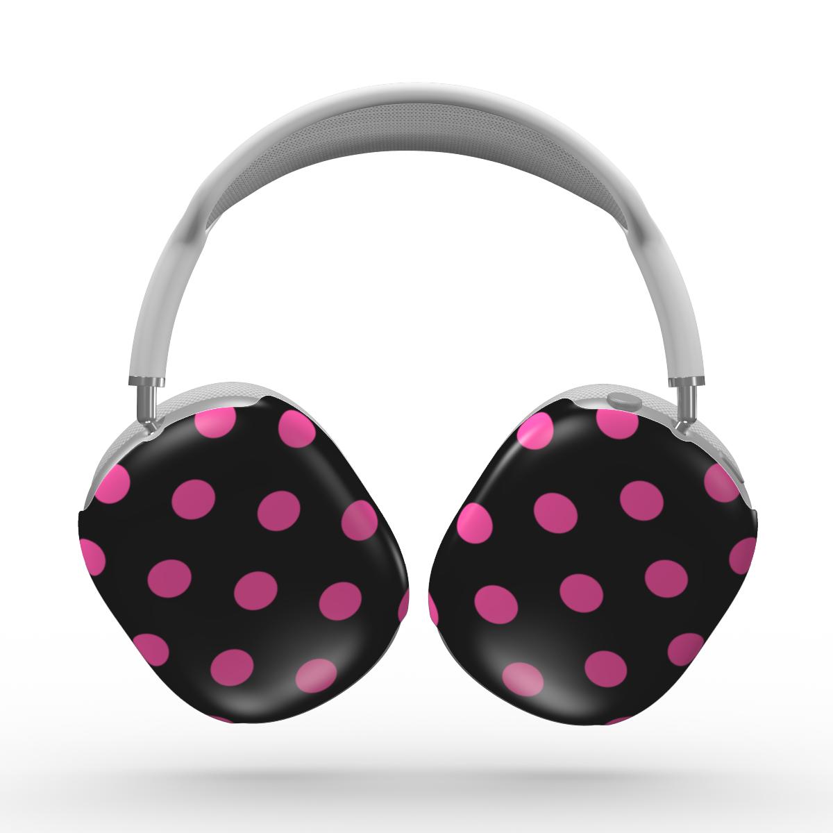 Pink in Black Polka Dots Apple AirPods Max Tough Case, 3D product render