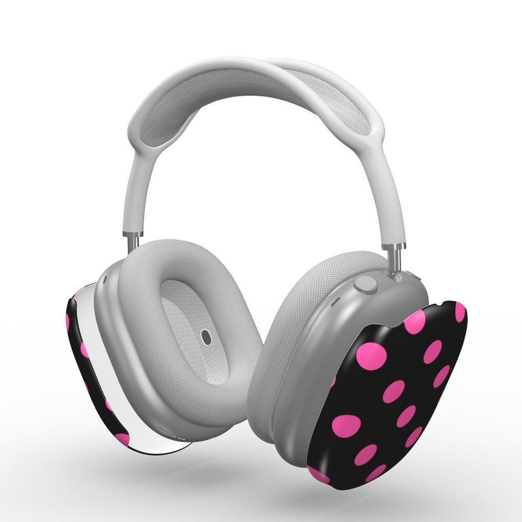 Pink in Black Polka Dots Apple AirPods Max Tough Case, 3D product render