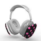 Pink in Black Polka Dots Apple AirPods Max Tough Case, 3D product render