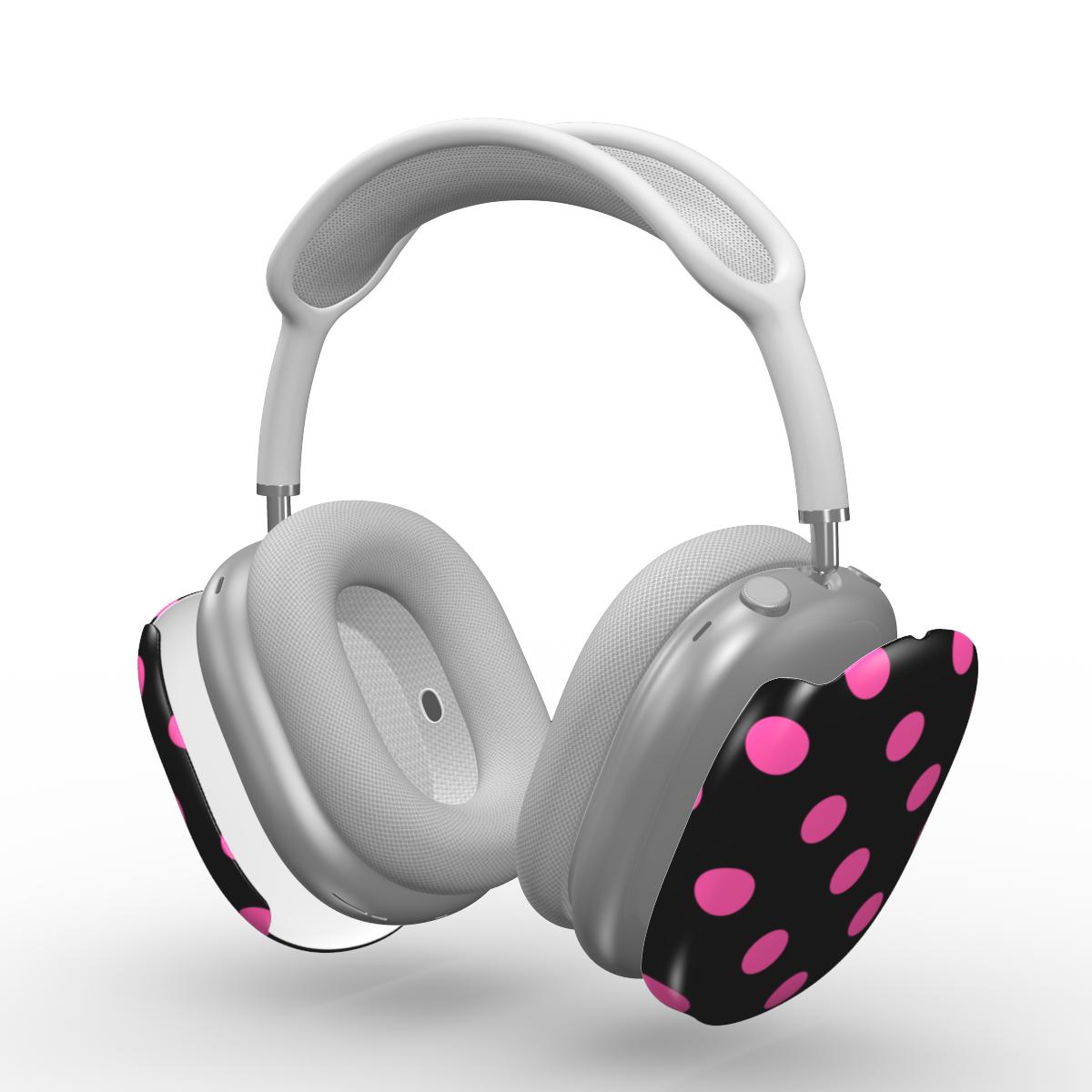 Pink in Black Polka Dots Apple AirPods Max Tough Case, 3D product render