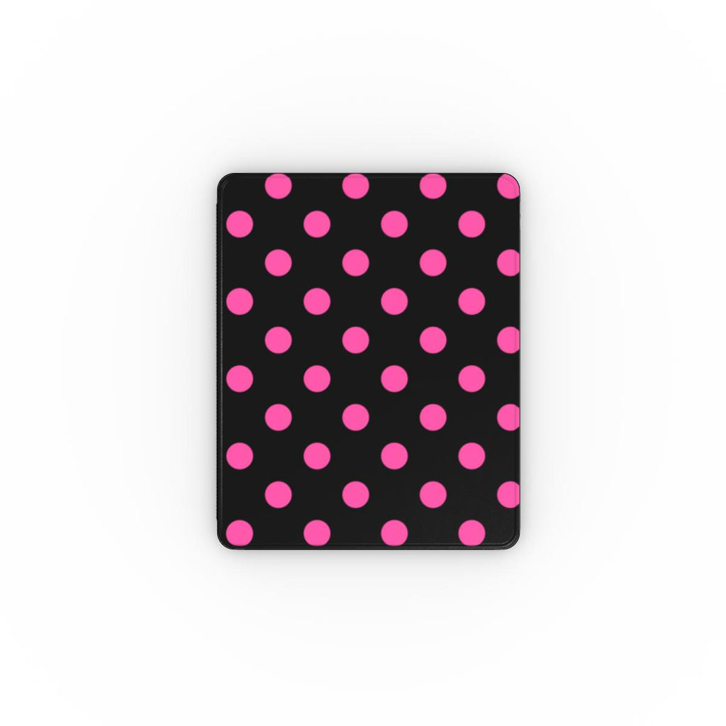 Pink in Black Polka Dots Apple iPad Case, 3D product render