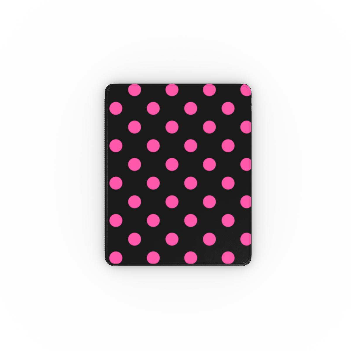 Pink in Black Polka Dots Apple iPad Case, 3D product render