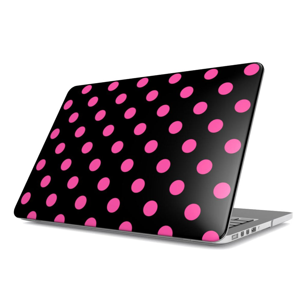 Pink in Black Polka Dots MacBook Case, 3D product render