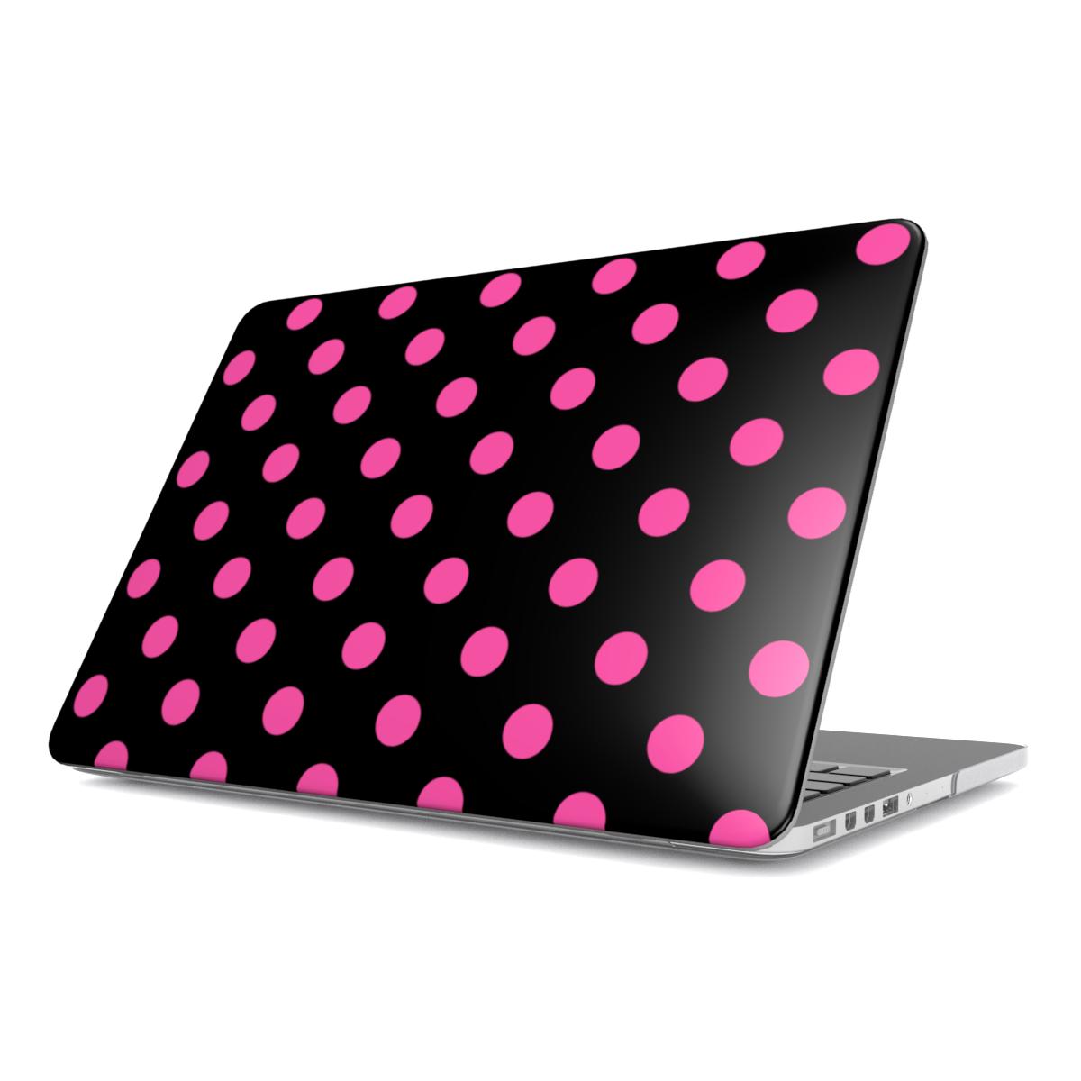 Pink in Black Polka Dots MacBook Case, 3D product render